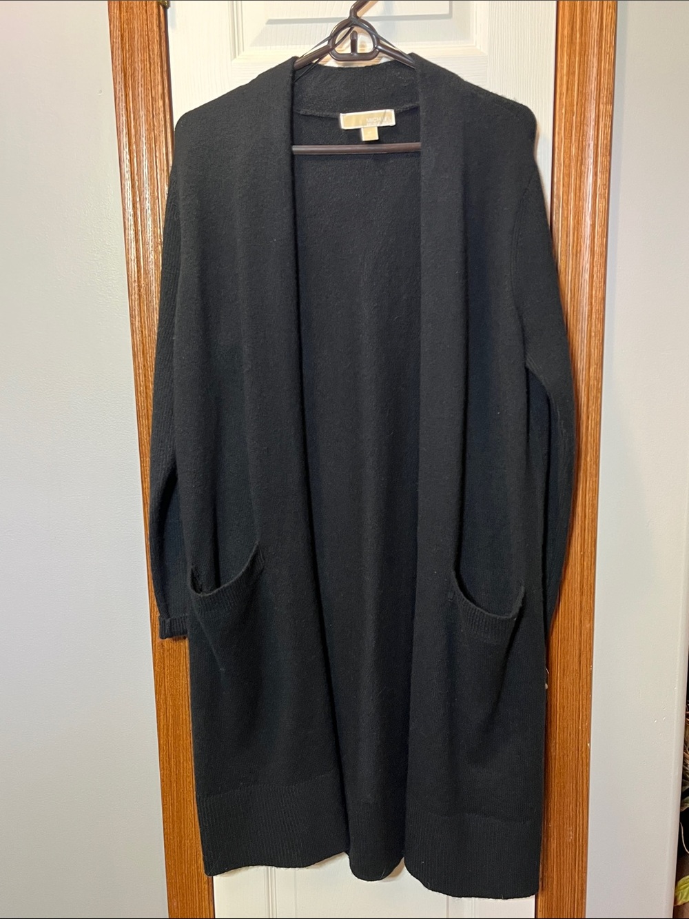 Michael Kors Black Knit Long Open Cardigan Sweater Women’s Medium